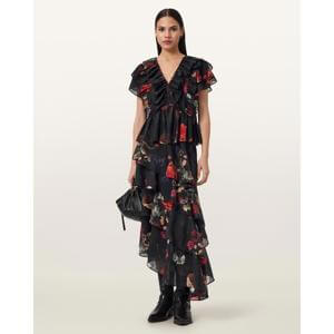 AllSaints Alma Floral Frill Top